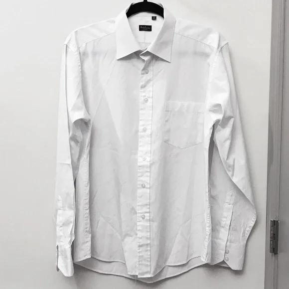 paul smith london dress shirt Paul Smith London Logo Monogram White Cotton Button Down Dress Shirt Large  16.5